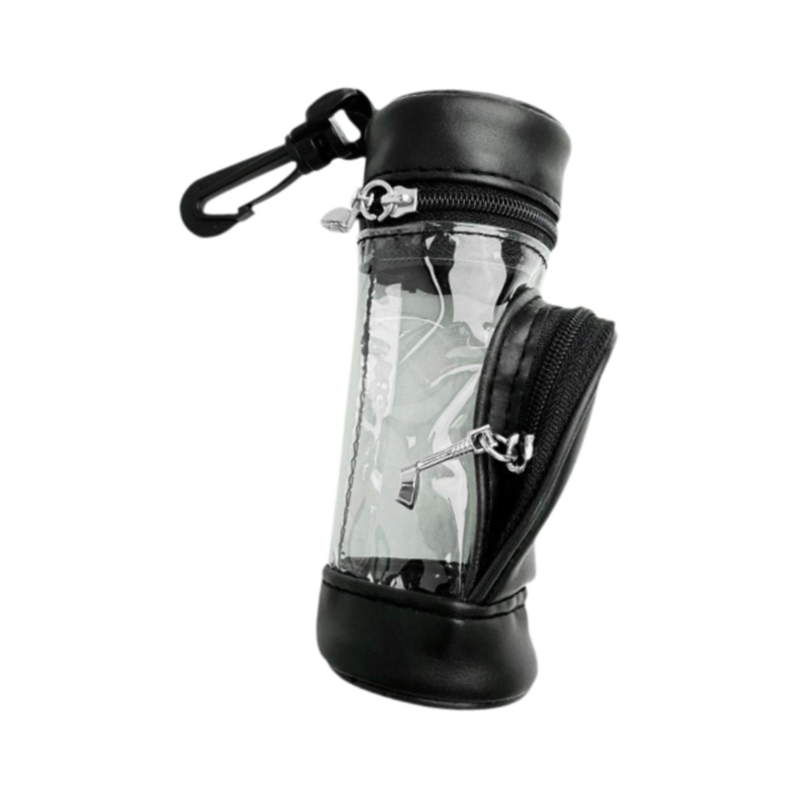 Golf Ball Bag Small PU Leather Lightweight Golf Ball Holder Bag Waist Pack чёрный
