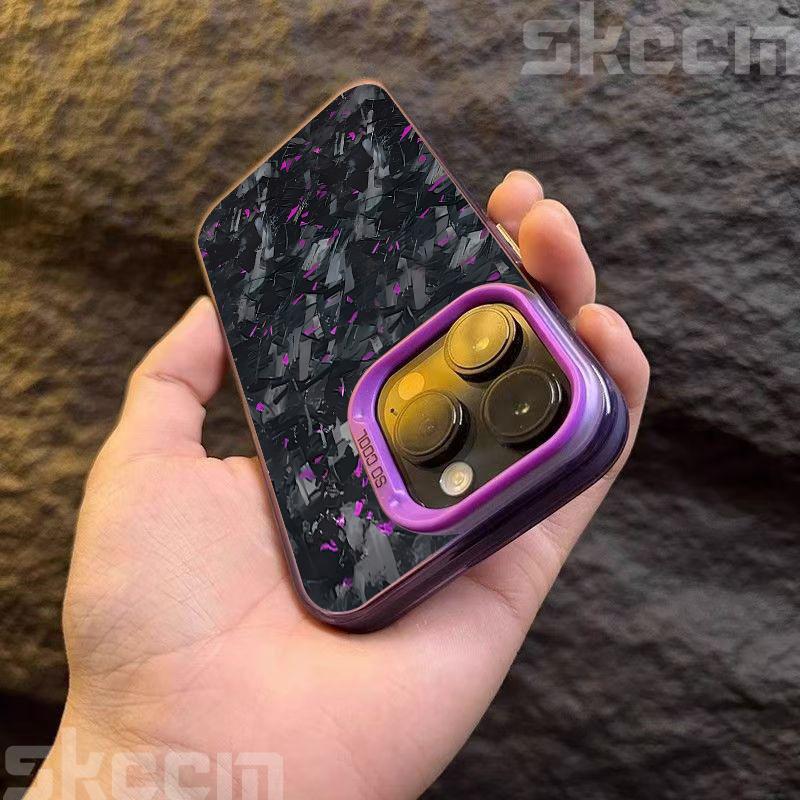 Cooles Carbonfaser-Muster Mattes Hartes Handyhülle Für iPhone 16 16E 15 14 13 12 11 Pro Max XS XR 8 7 Plus Stoßfest Galvanisiertes Cover