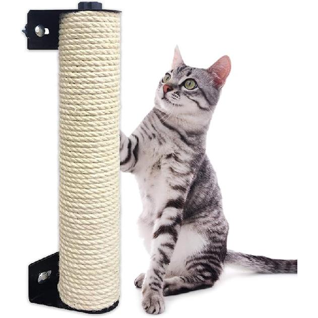Cat Scratching Post Cage Mounted Cat Scratcher Space-Saving Sisal Scratch Post for Cat Grinding Claws Scratching and Climbing