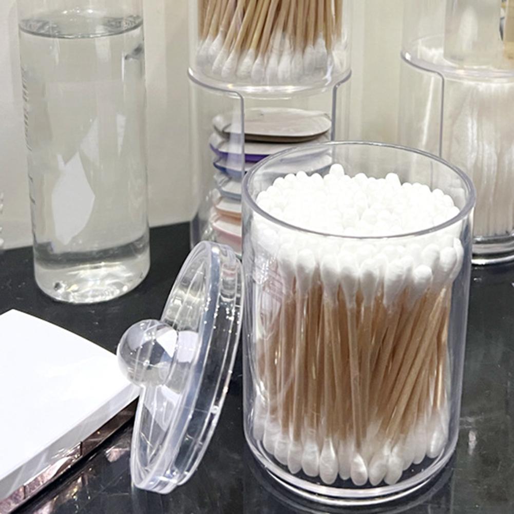 1pc Clear Plastic Cotton Swab Holder Dispenser For Bathroom And Vanity Organization - Keep Your Cotton Swabs Clean