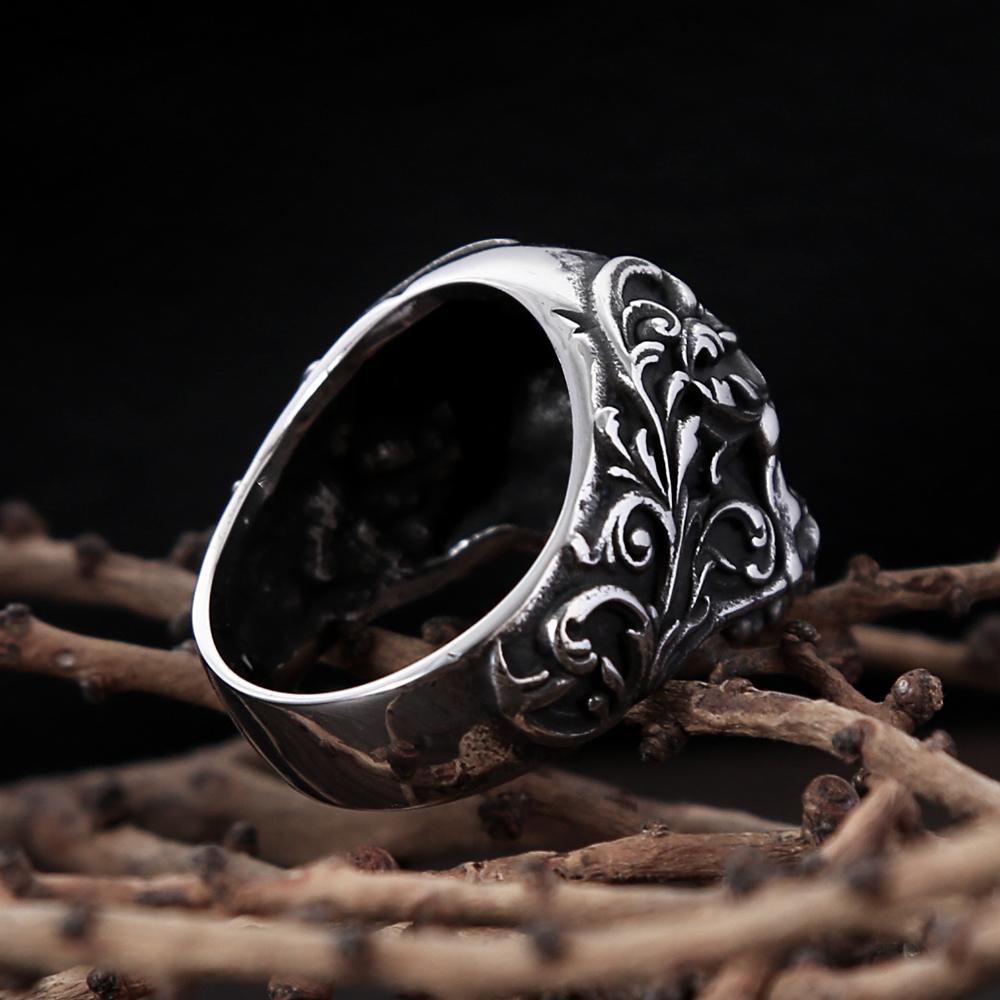 Gothic Vintage 316L Stainless Steel Skull Ring For Men Women Fashion Punk Biker Carved Rings Amulet Jewelry Gifts Dropshipping
