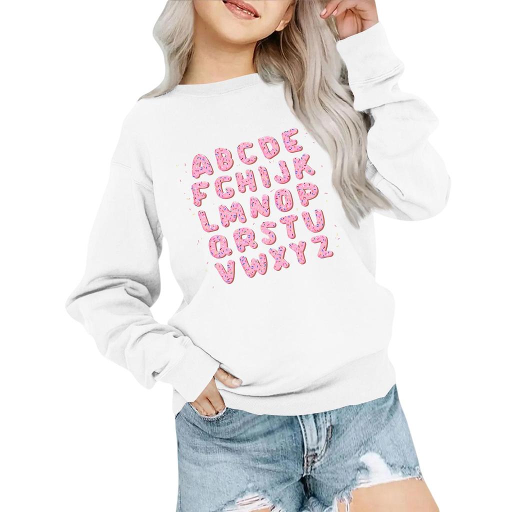 Kids' Fashion Loose-Fit Casual Long-Sleeve Christmas Print Oversized Crewneck Sweatshirt