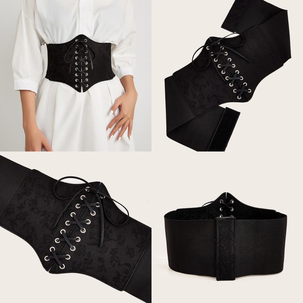 Color Fashion Solid Strap Design Floral Pattern Women Casual Wide Belt For Daily