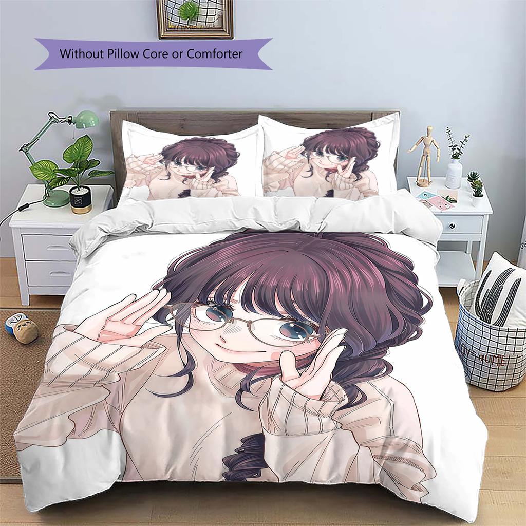 The Fragrant Flower Blooms Pattern Bedding,Quilt Set Quilt Cover Pillowcase Home Birthday Gift (1 * duvet cover + 2 * pillowcase, without core)