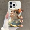 Funda Plateada de Gato Lindo para iPhone 13/14 Pro/15 Pro Max/16 Pro/17