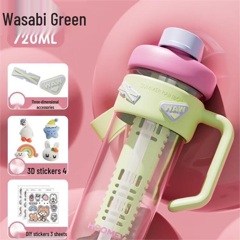 Stylish Large Capacity Handle Straw Water Bottle