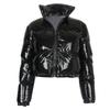 A2066T Women's Cotton-Filled PU Leather Jacket - Stand Collar, Autumn/Winter Collection