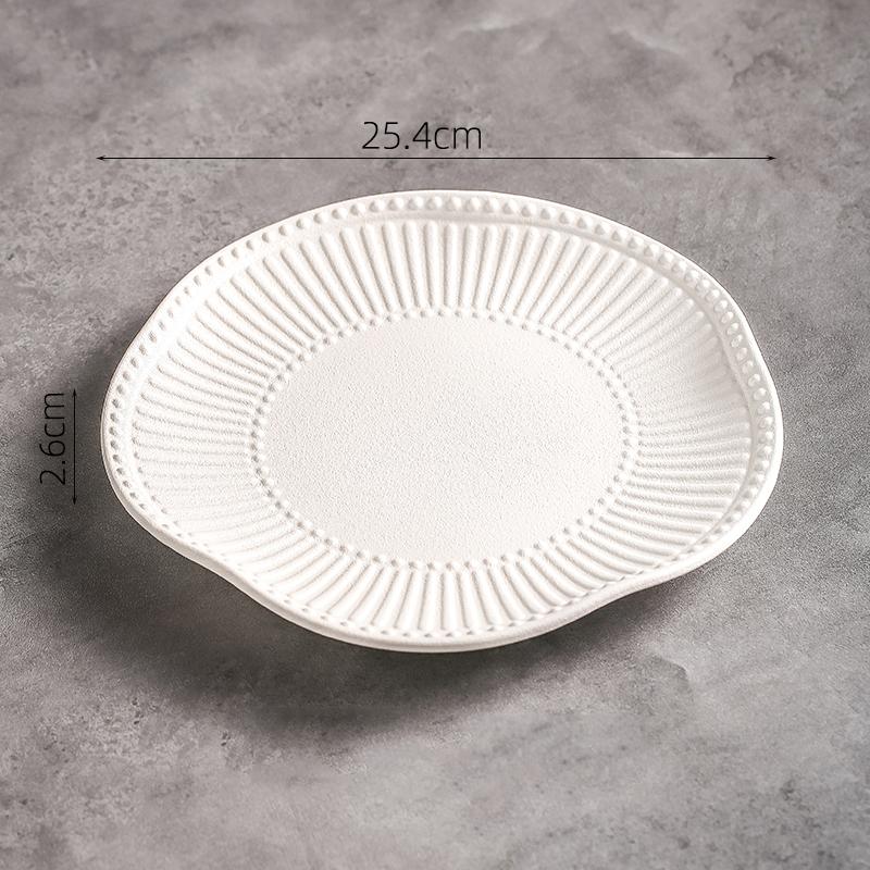 Assiette Creuse en Céramique à Rayures en Relief de Couleur Unie Assiette à Salade Assiette à Dessert Plat à Sashimi Sushi Vaisselle Créative de Cuisine Moléculaire