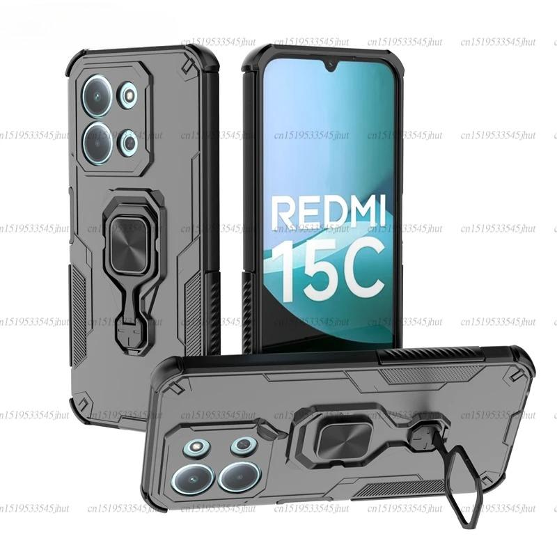 Heavy Armor Case For Xiaomi Redmi 15C Magnetic Suction Stand Phone Holder Back Cover Redmi 15C Case For Redmi 15C Case 6.9 inch