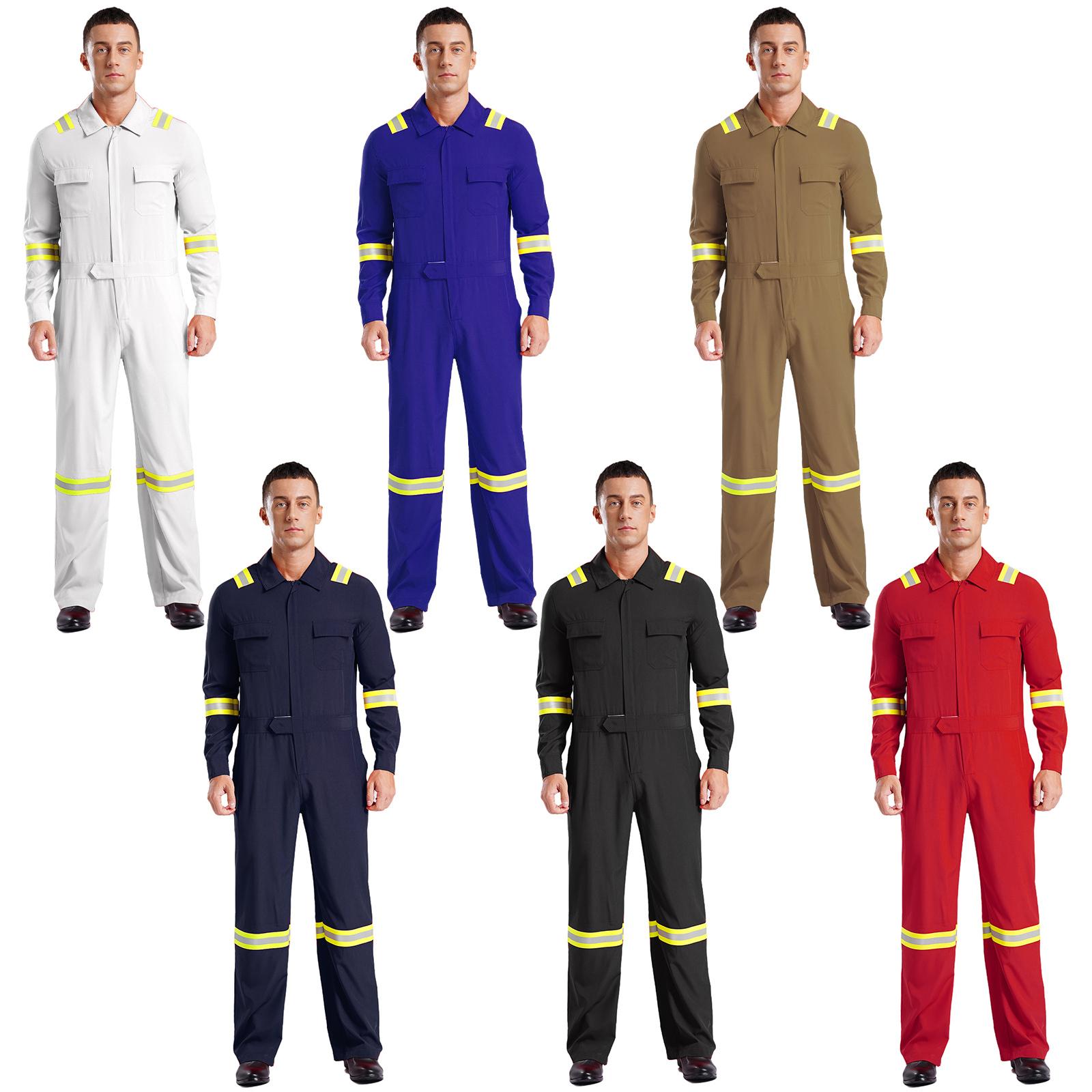 

Mens Coveralls Lightweight One Piece Reflective Safety Mechanics Jumpsuits High Visibility Workwear S червоний