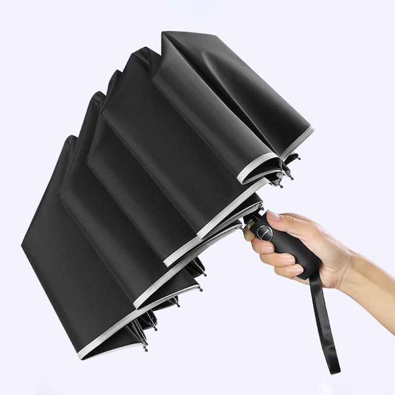 Fully Automatic 12 Ribs Umbrella Windproof Strong Big Folding Umbrella for Women Double Layer Golf Rain Umbrella