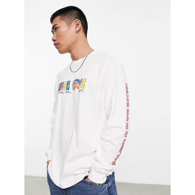 

Белая футболка с длинным рукавом с принтом Nike