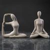 Scultura Zen Yoga, Statuetta Meditazione in Resina con Texture di Arenaria, Decorazione Astratta Posa Yoga per Soggiorno e Libreria, Regalo Accessori per la Casa