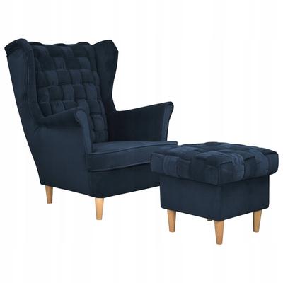 Carol Wing Chair with Footrest Scandinavian Navy Blue