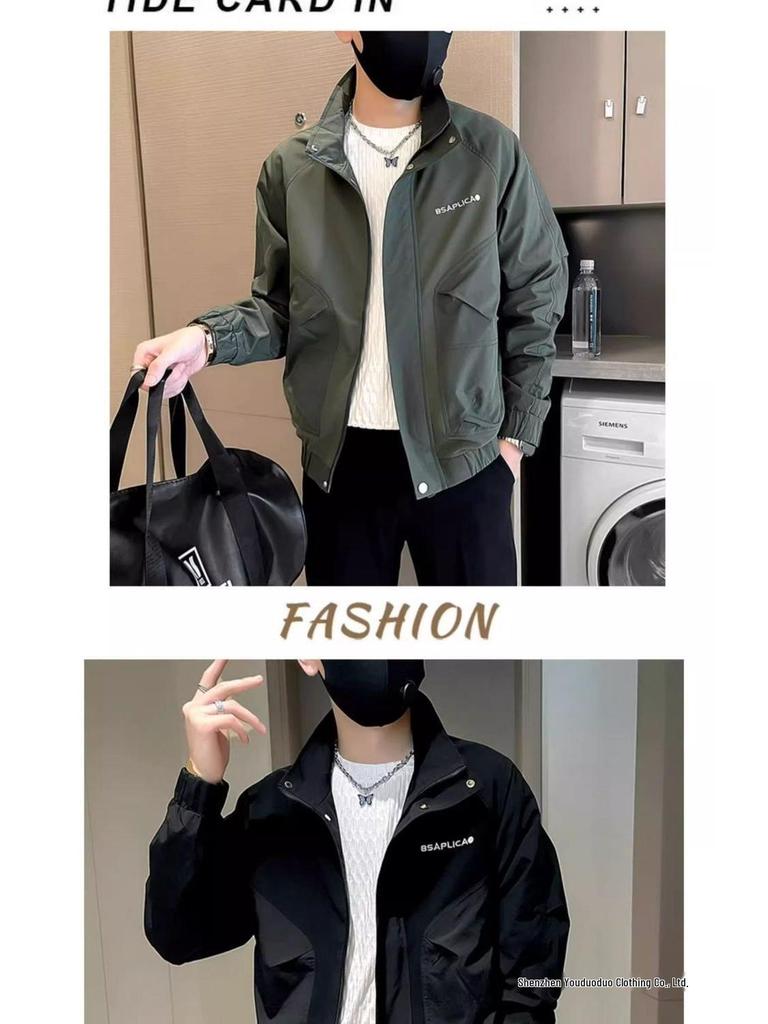 2025 Trendy Men's Hipster Embroidered Workwear Jacket, Spring/Autumn Style Casual Top