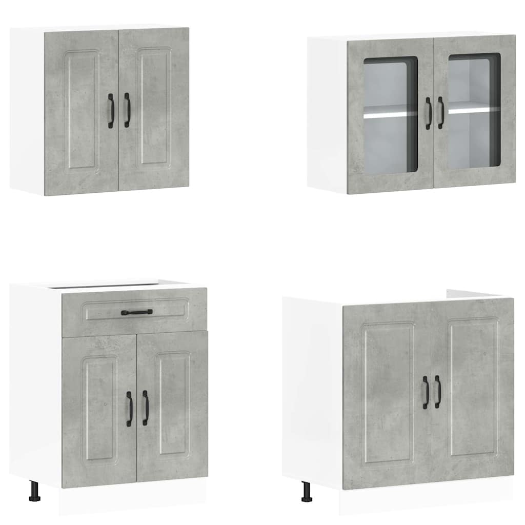 Kalmar Kitchen Cabinet Set, 4-Piece, Concrete Grey