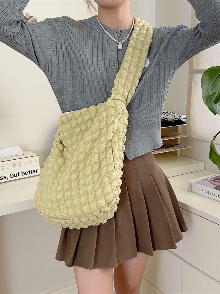 Bubble Pleated Large Capacity Crossbody Bag for Women - 2023 Canvas College Commuter Bag
