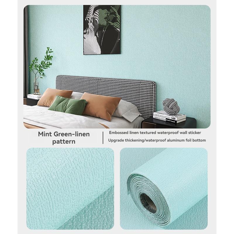 White 3D Wall Sticker Linen Texture Thicken Self-Adhesive Waterproof Wallpaper For Bedroom Wall Home Decoration Anti-collision