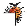Halloween Door Corner Sign Metal Witch Cat Bat Ghost Spider Web Door Topper Sign Indoor Door Window Frame Decoration