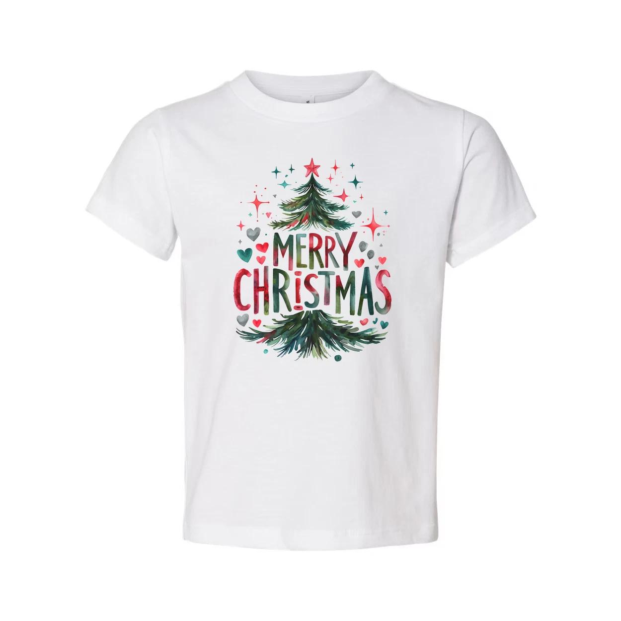 

Merry Christmas Graphic T Shirt For Unisex Adults White Tee With Christmas Tree 2XL