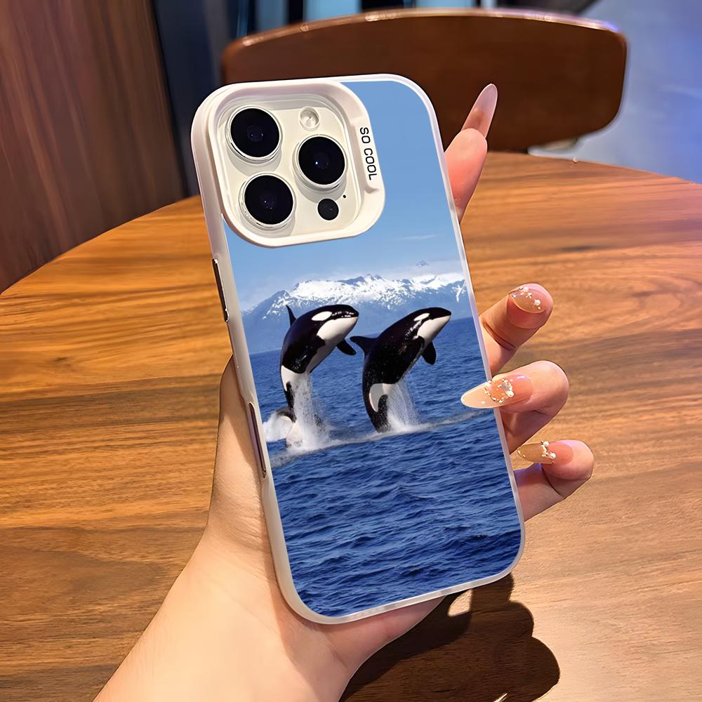 O-Orcas W-Whale Phone Case For IPhone 17 Air 16 15 14 Plus 13 12 11 Pro 7 8 XS Max XR Silver White Bumper Case