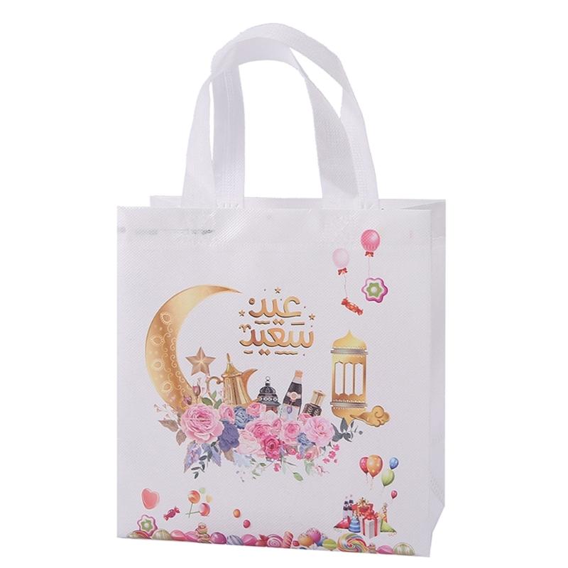 6Pcs Eid Mubarak Gift Bags with Handles Handheld Gift Packaging Pouches for Children Girl Boy Birthday Party Gift