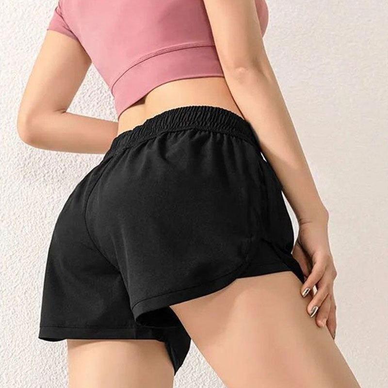 Women's Summer Quick-Dry Fake Two Loose Sports Shorts  Thin Training Yoga Running Casual Pants