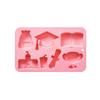 Silicone Mold for Cake Chocolate Graduation Themed Shapes Including Book Trophy Diploma Cap Backpack School Building Design