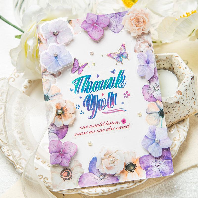 Yoofun 50pcs/lot Creative PET Flower Stickers for Gift Card Photo Frame Journal Scrapbooking Decoration Label Stationery