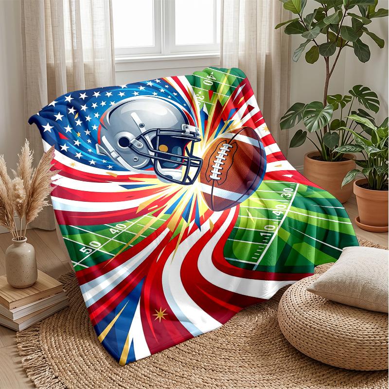 American Football Celebration blanket Personalized Name Flannel Blanket Soft Cozy Plush Throw for Sofa Bed Lightweight Home Decor