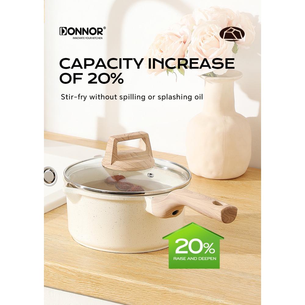 DONNOR 2.1QT Kitchen Sauce Pan with Lid Nonstick Saucepan Non Stick Sauce Pots Cooking Pot with Pour Spout Ceramic Coating