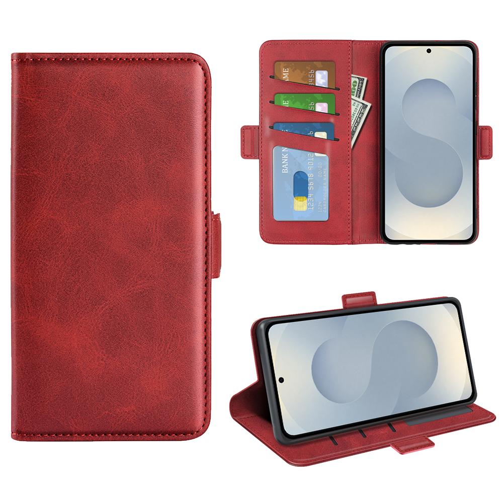 Für Samsung Galaxy S25 Edge Hülle Kalbsleder Textur Leder Brieftasche Handyhülle