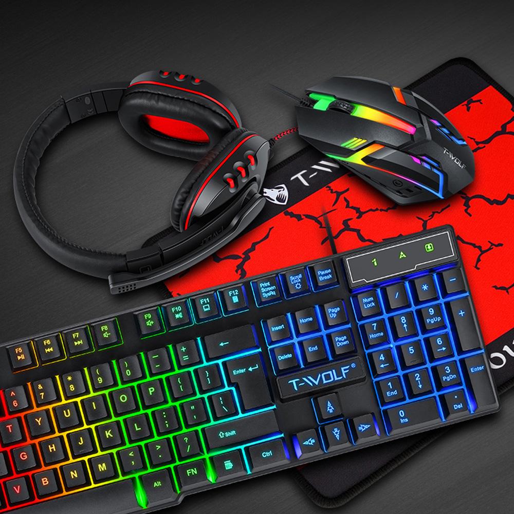 

Wired RGB Backlit Gaming Keyboard and Mouse Combo, Gaming Headset Mouse Mice Combo, Backlight Game Set