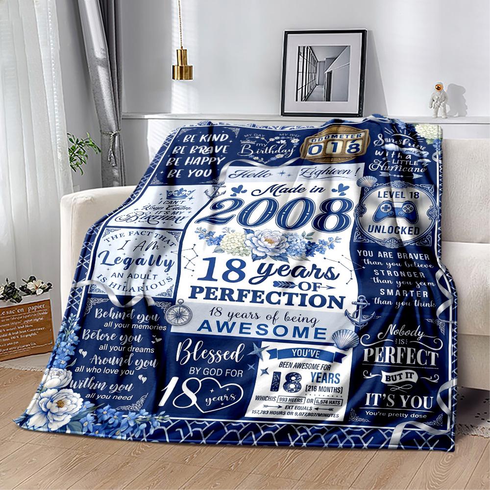 18th Birthday Celebration Quotes Blanket Durable Comfort Great for Seaside Sofa Chair All-Season Use Stylish Decor