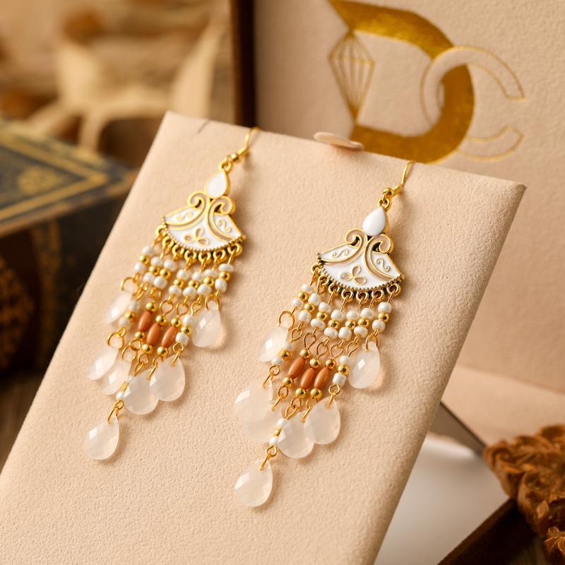 Fashion Ethnic Vintage Bohemian Waterdrop Drop Dangle Tassel Earrings Woman Beads Handmade Female Jewelry Wedding Earrings Gift