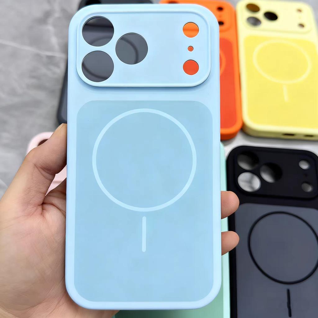 Official Liquid Silicone For Magsafe Dual Color Phone Case For iPhone 17 Pro Max Original Orange Shockproof Magnet Charge Cover