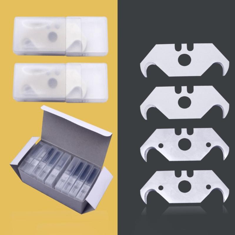 10 Pcs Heavy Duty Steel Hook Bladesfor Cutting Cardboard Leather Linoleum Rope Soft Metal for Trim Various Materials
