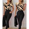 Print Summer 2 Fashion Piece Set Women Casual Button Flying Sleeve Shirt Pants Suits Female Vneck Top High Waist Pants Outifits