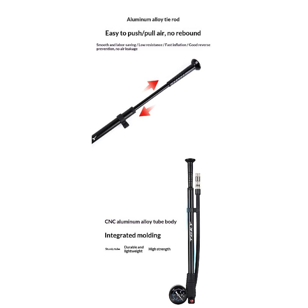 OFFBONDAGE Portable Bicycle Pump 300PSI Bike Air Pump Portable Tire Inflator MTB Road Bike Pump with Gauge Schrader Presta Valve