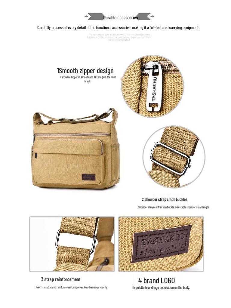 Men's Multifunctional Canvas Crossbody Bag: Versatile Travel & Tool Carrier