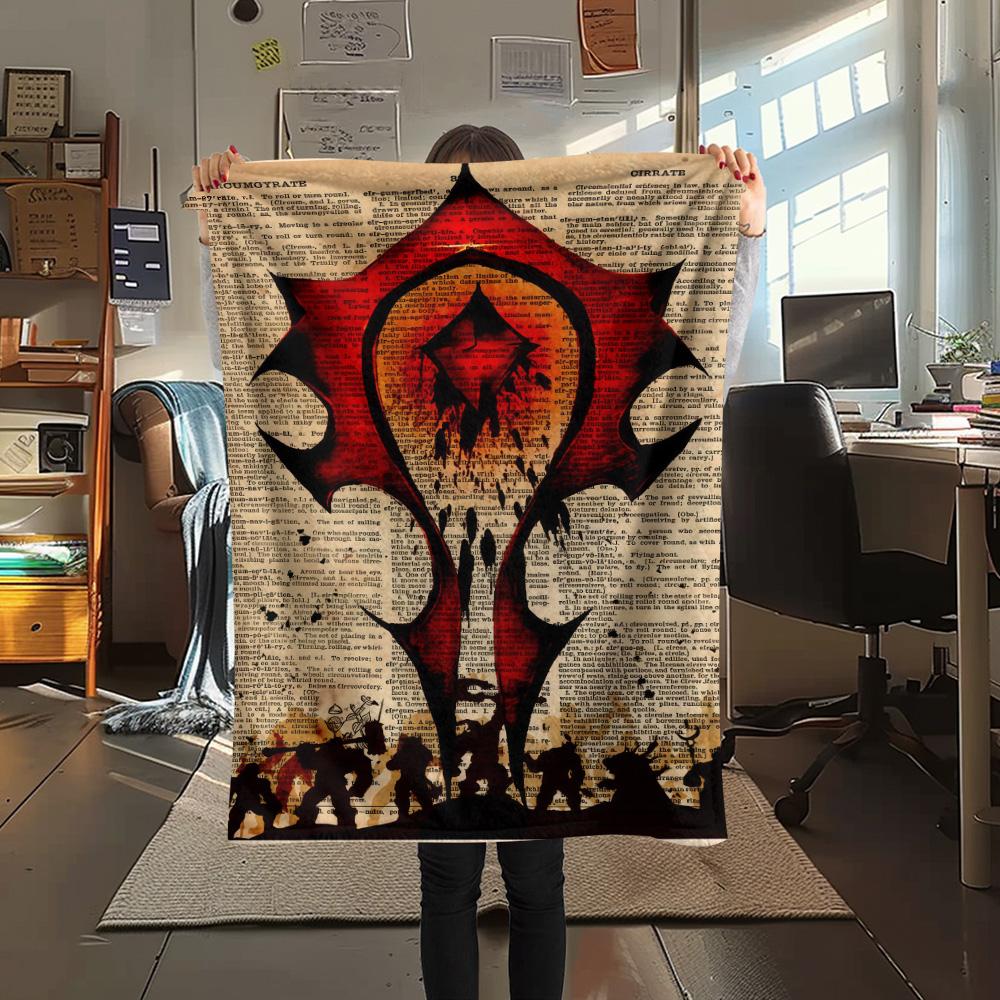 1pz Coperta in Flanella con Stampa Warcraft, Alta qualità Confortevole per Tutte le Stagioni, Decorazione per la Casa, Calore e Comfort, Perfetta per Regali di Natale