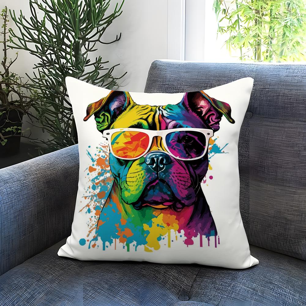 Colorful Painted Dog Cushion Cover Comfortable Reversible Pillow Cover Ideal for Car Sofa Bedroom Beyond