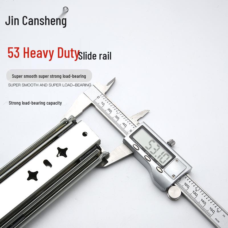 53-Inch Heavy-Duty Silent Drawer Slide for RV Staircase, Three-Section Industrial Guide Rail