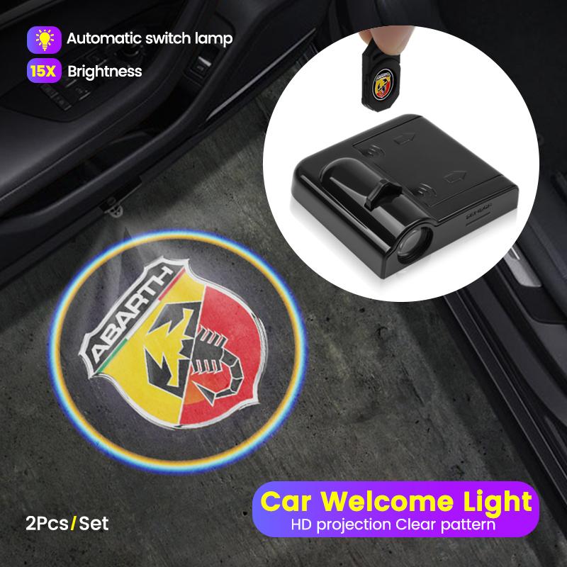 LED Car Door Universal Projector High-definition Welcome Lights For Abarth 124 125 500 500e 1000ps 595 F595 GT 124 Competizione