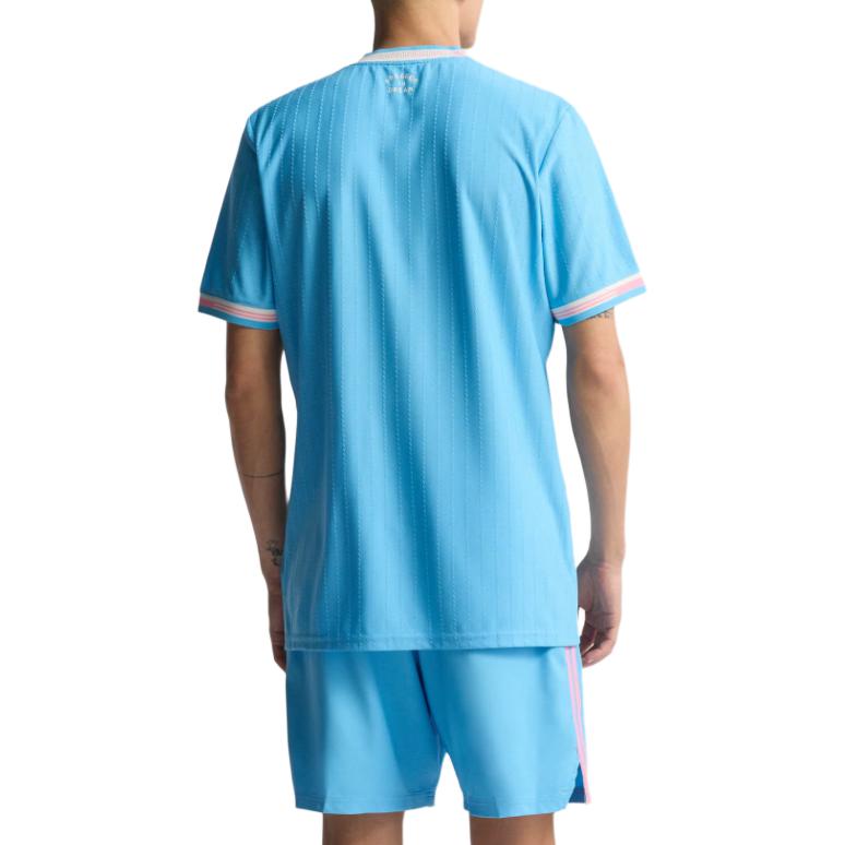adidas Originals Logo Slim Fit Short Sleeve Soccer Shirt Men Tops Blue JN8479