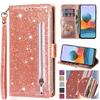 Glitter Leather Case for Samsung Galaxy A17 A16 A56 A36 A15 A05S A25 A35 A55 A14 A34 A54 A13 A33 A53 Zipper Flip Wallet Cover
