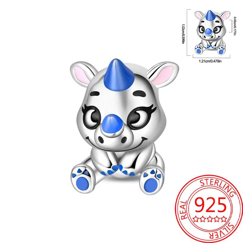 Copper Pet Series Cute Animals Charms Blue Penguin Hug Heart Love Bead Fit Original Bracelet For Women Jewlery Gift