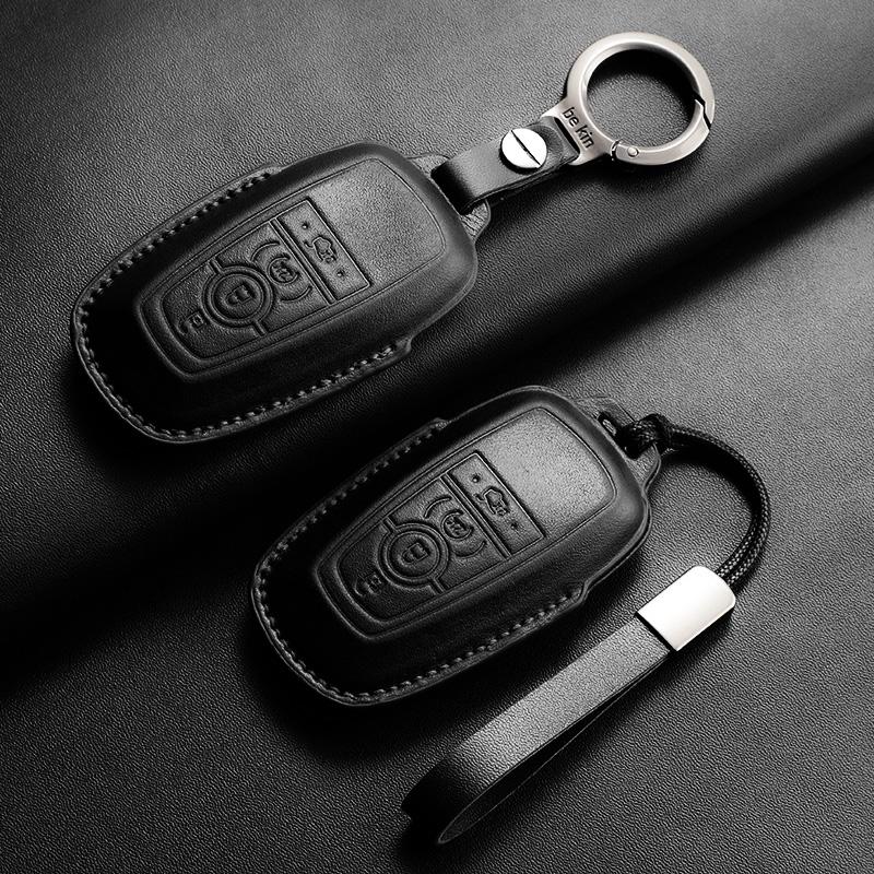 Leather Car Key Case Cover For Lincoln Nautilus Corsair Aviator Navigator Anti-Scratch Auto Keychain Protector Shell Accessories