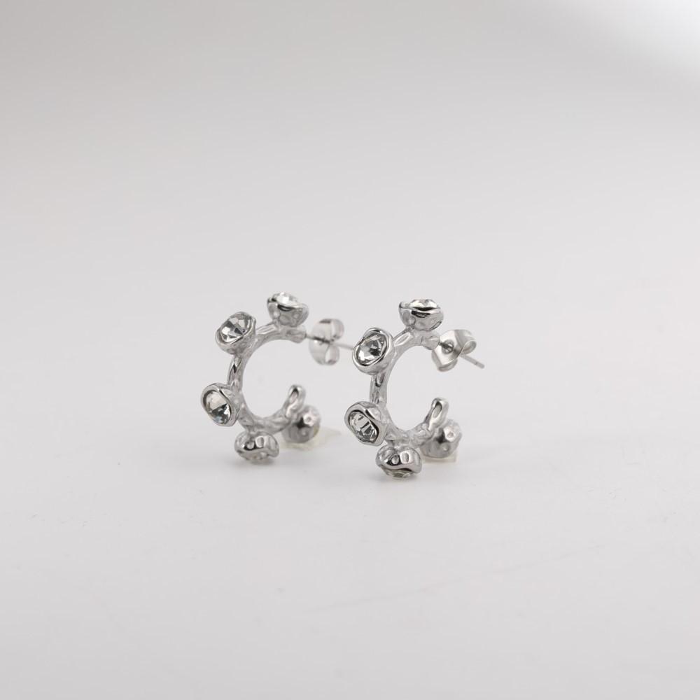 Eco-friendly Titanium Steel Geometric French-style Mirror Finish Earrings