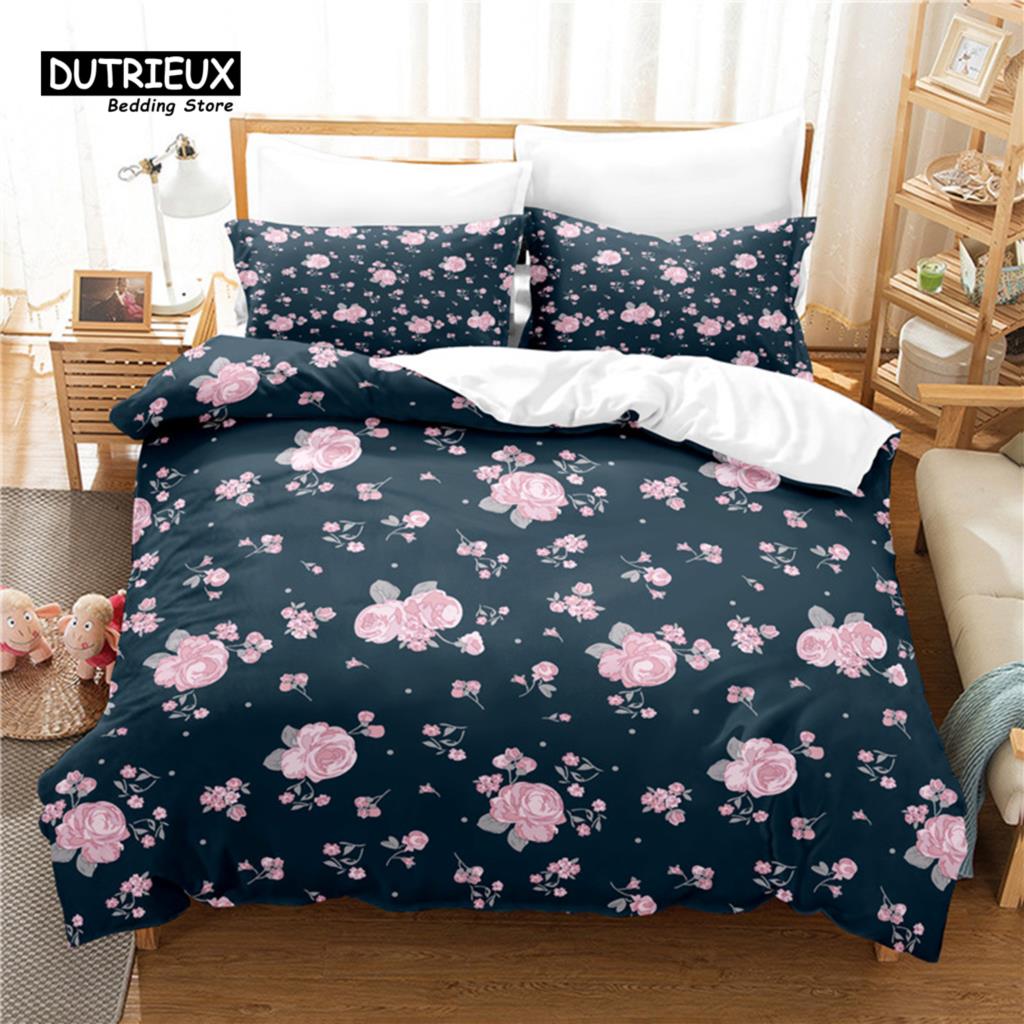 Rosen Bettbezug-Set, Modisches Bettwäsche-Set, Weicher, bequemer, atmungsaktiver Bettbezug, Für Schlafzimmer-Gästezimmer-Dekor